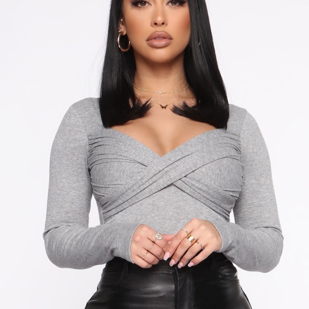 Twisted For You Top - Heather Grey